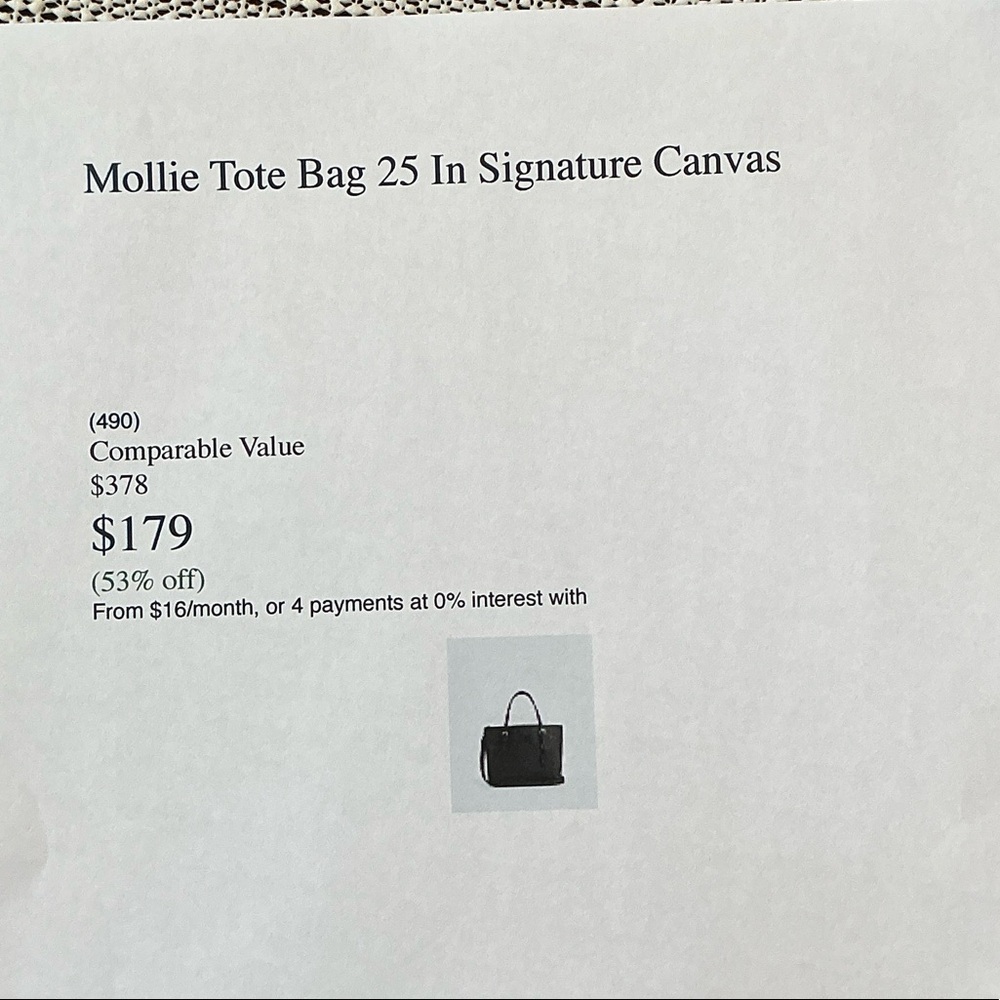 Coach Brown Signature Tote with Pink Trim and Tag - Picture 6 of 6